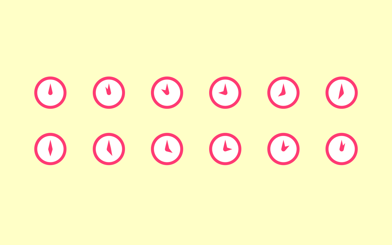 Dingbat icon of clocks