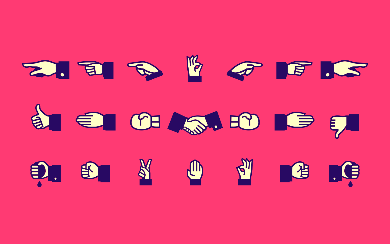 Dingbat icon of hands